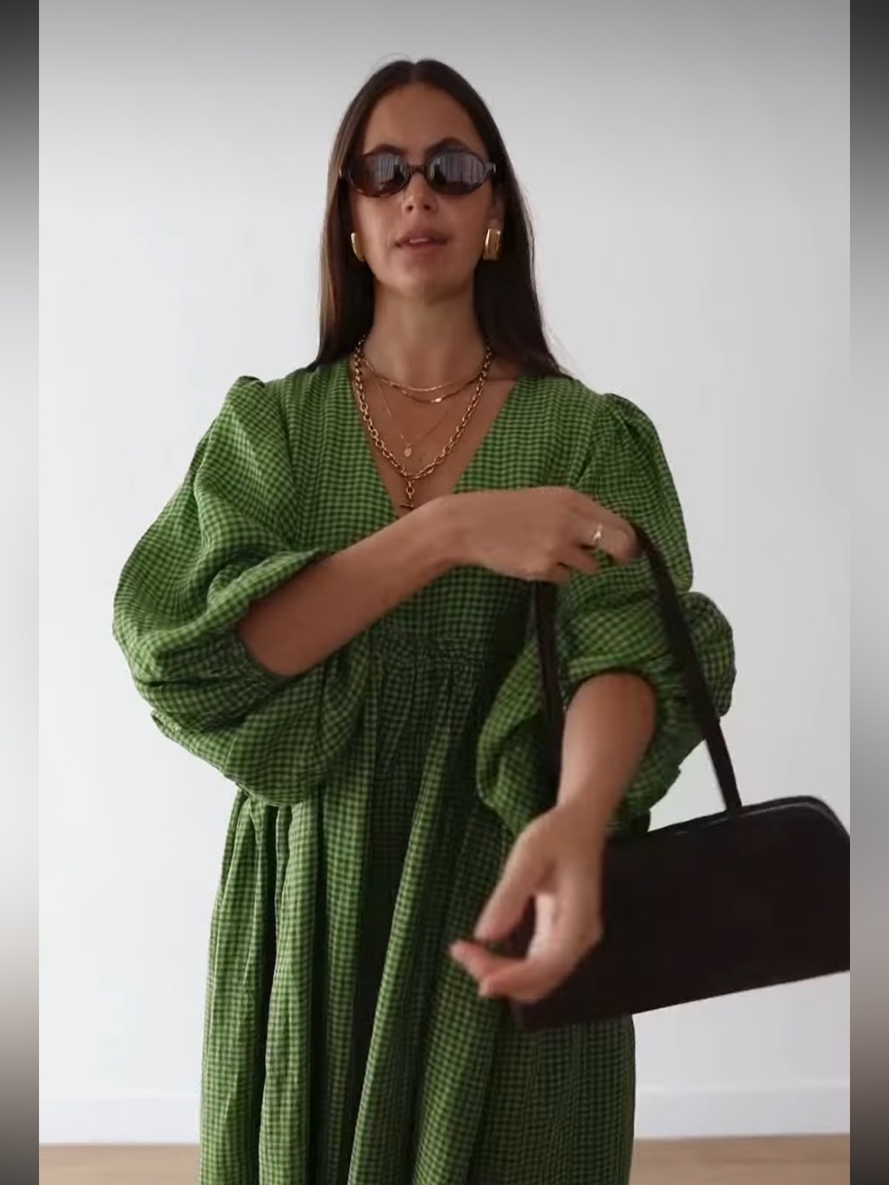 LA BOHEME Marlowe Dress in Green Gingham - Picture 7 of 10